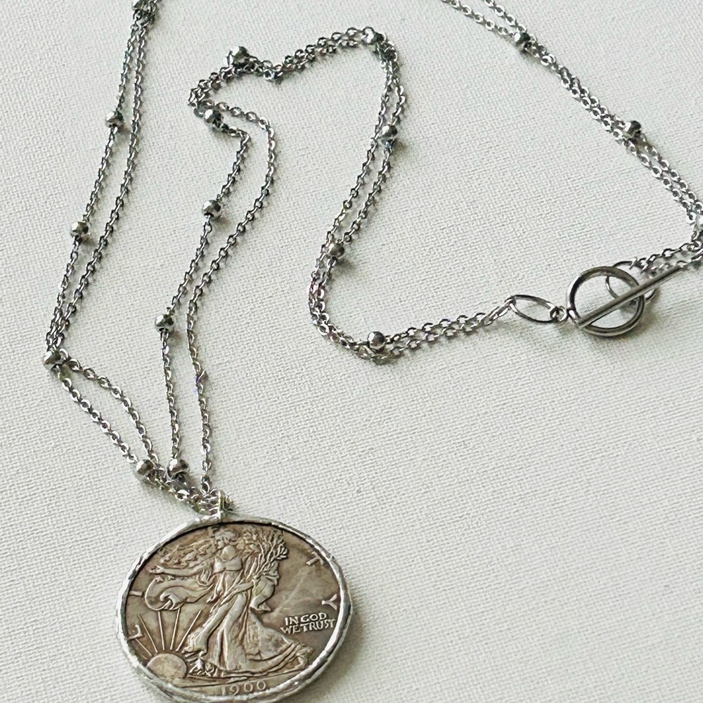 Silver Coin Pendant Necklace - Picture 2 of 7